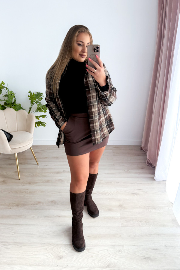 Koszula flanelowa w brązowo-jasną kratkę Very Fine 7