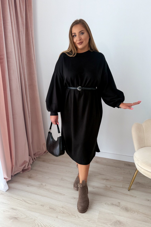 Sukienko-bluza masełkowa midi o oversizowym kroju Cecillia - czarna