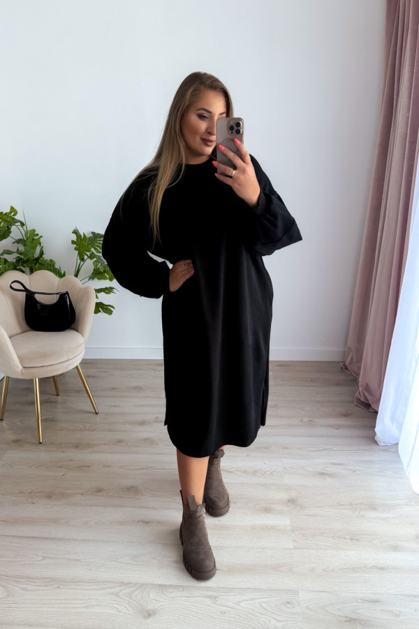 Sukienko-bluza masełkowa midi o oversizowym kroju Cecillia - czarna 6