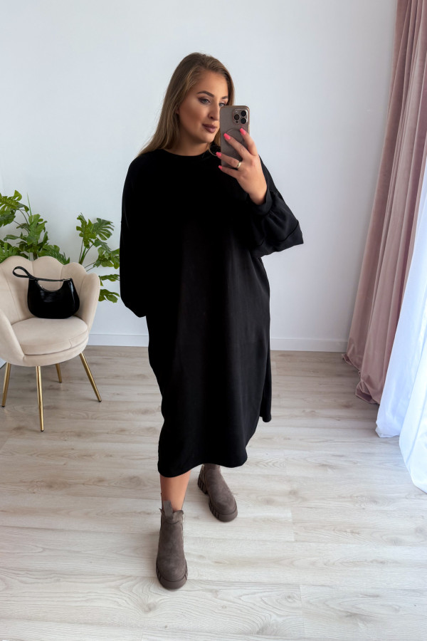 Sukienko-bluza masełkowa midi o oversizowym kroju Cecillia - czarna 8