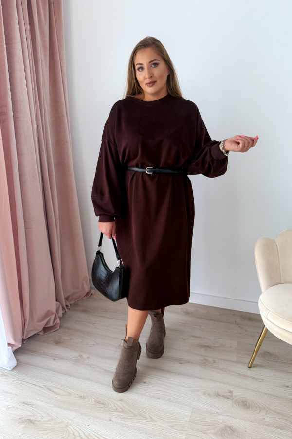 Sukienko-bluza masełkowa midi o oversizowym kroju Cecillia - czekolada 3
