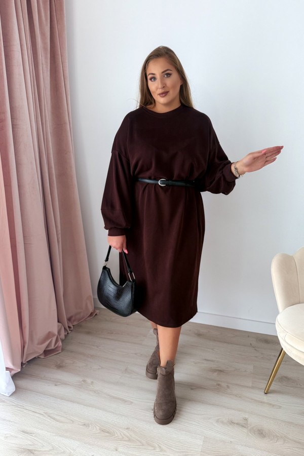 Sukienko-bluza masełkowa midi o oversizowym kroju Cecillia - czekolada 4