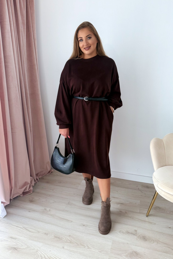 Sukienko-bluza masełkowa midi o oversizowym kroju Cecillia - czekolada 6