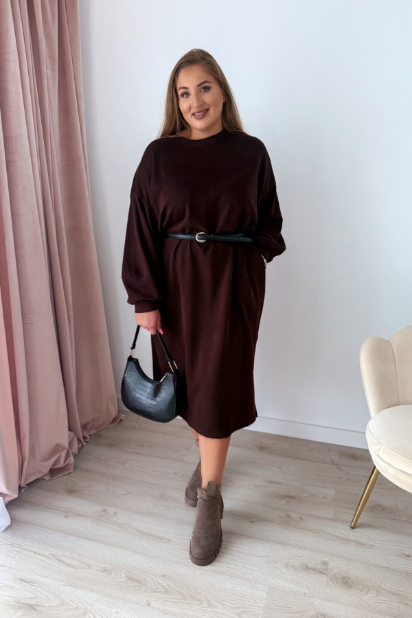 Sukienko-bluza masełkowa midi o oversizowym kroju Cecillia - czekolada 7