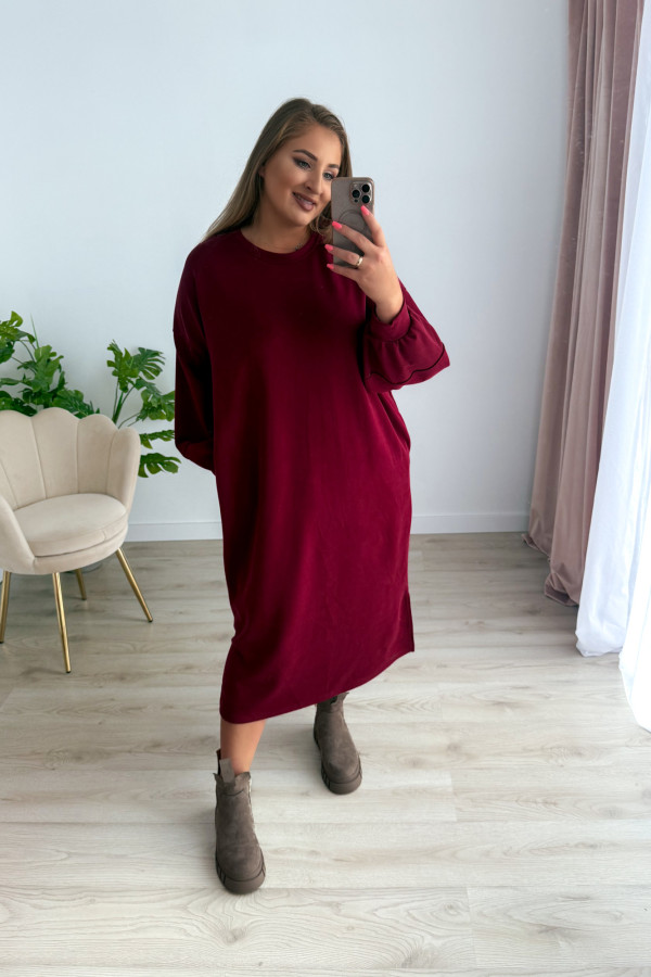 Sukienko-bluza masełkowa midi o oversizowym kroju Cecillia - bordo 2