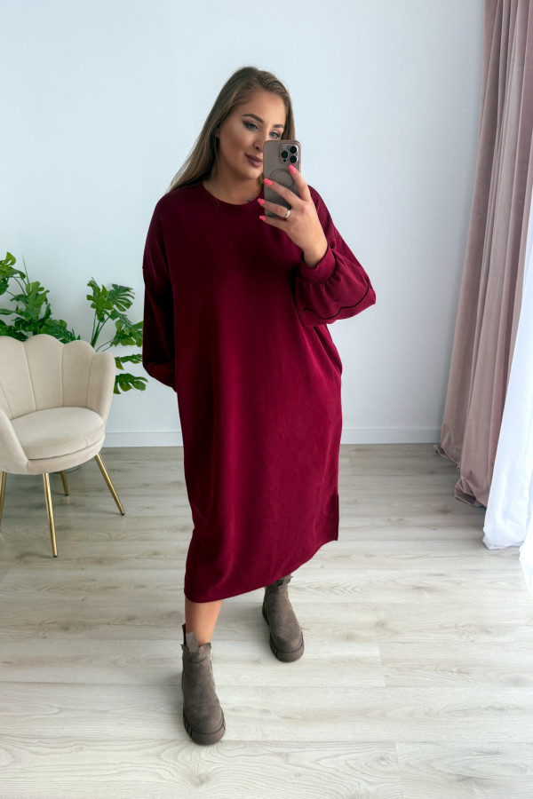 Sukienko-bluza masełkowa midi o oversizowym kroju Cecillia - bordo 3