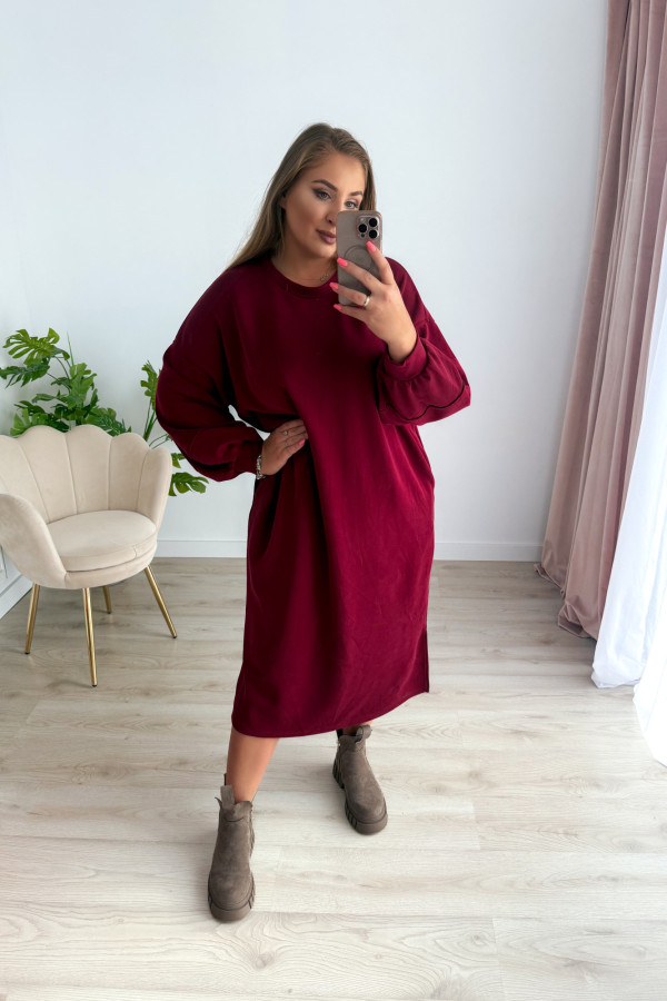 Sukienko-bluza masełkowa midi o oversizowym kroju Cecillia - bordo 4