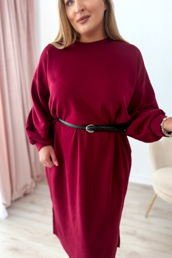 Sukienko-bluza masełkowa midi o oversizowym kroju Cecillia - bordo 5