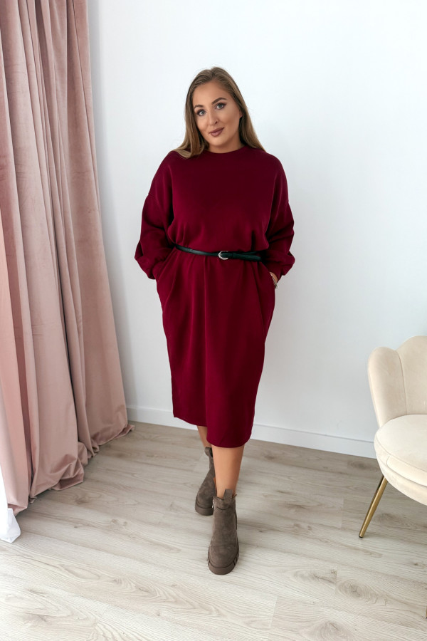 Sukienko-bluza masełkowa midi o oversizowym kroju Cecillia - bordo 6