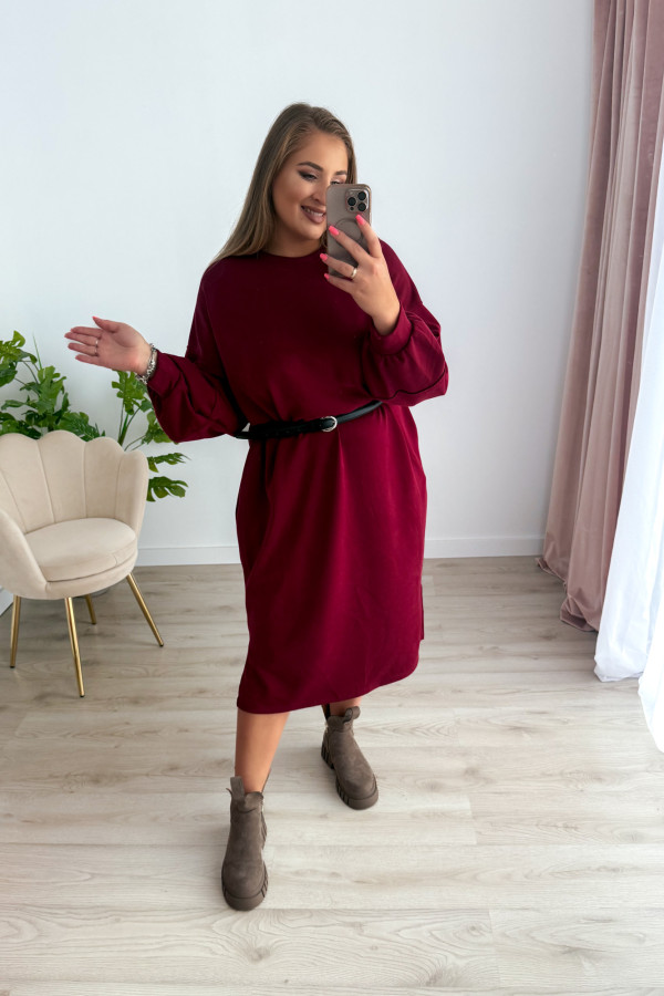 Sukienko-bluza masełkowa midi o oversizowym kroju Cecillia - bordo 7