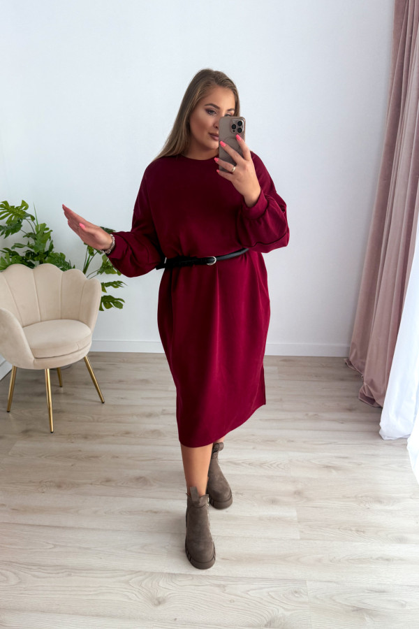 Sukienko-bluza masełkowa midi o oversizowym kroju Cecillia - bordo 8