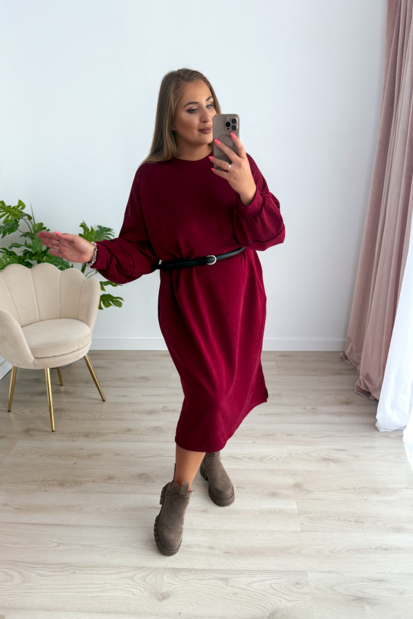 Sukienko-bluza masełkowa midi o oversizowym kroju Cecillia - bordo 9
