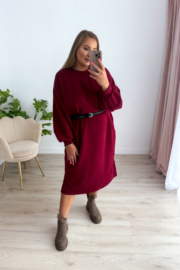 Sukienko-bluza masełkowa midi o oversizowym kroju Cecillia - bordo 10