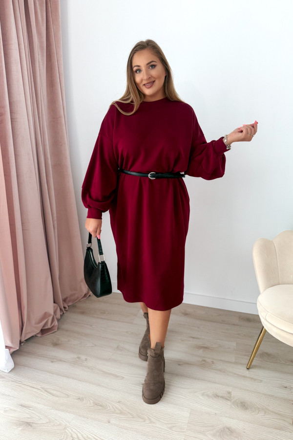Sukienko-bluza masełkowa midi o oversizowym kroju Cecillia - bordo 11