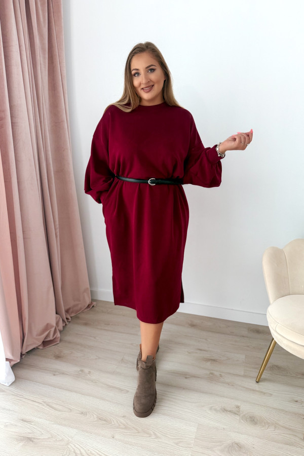 Sukienko-bluza masełkowa midi o oversizowym kroju Cecillia - bordo 12