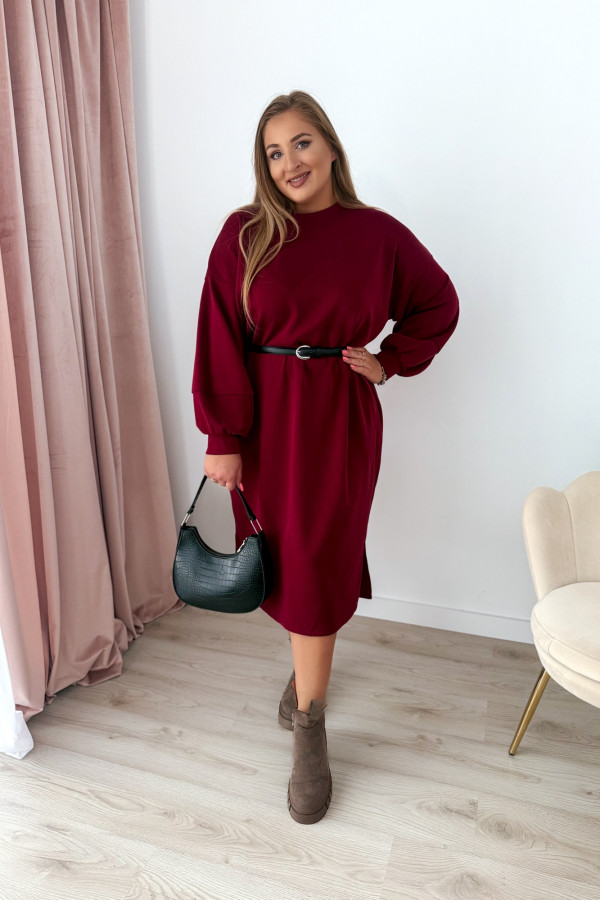 Sukienko-bluza masełkowa midi o oversizowym kroju Cecillia - bordo 13