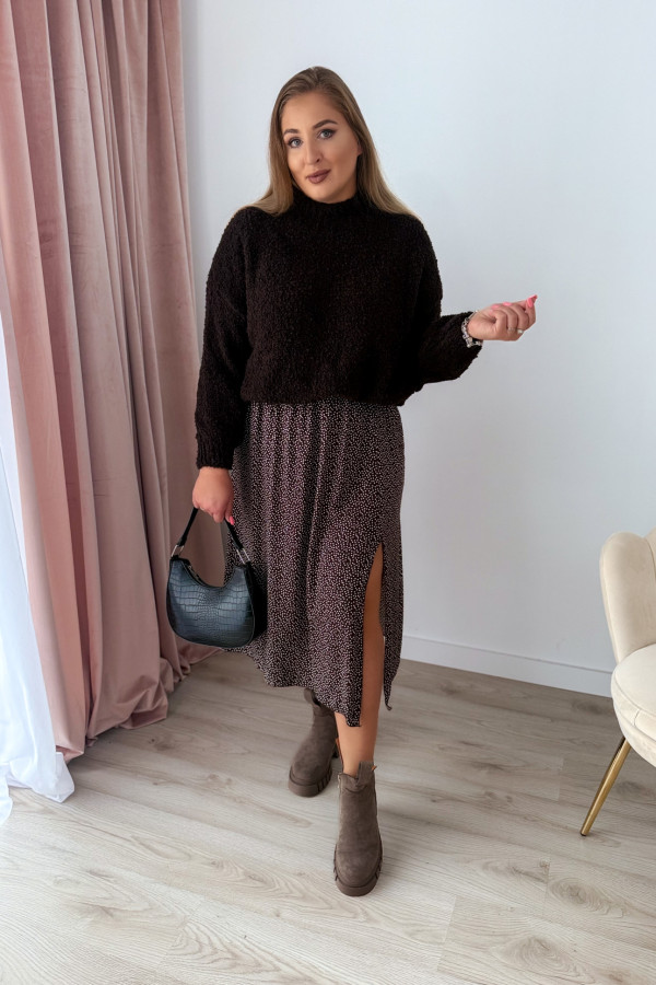 Sweterek bukla oversize Valentina - czekolada 2