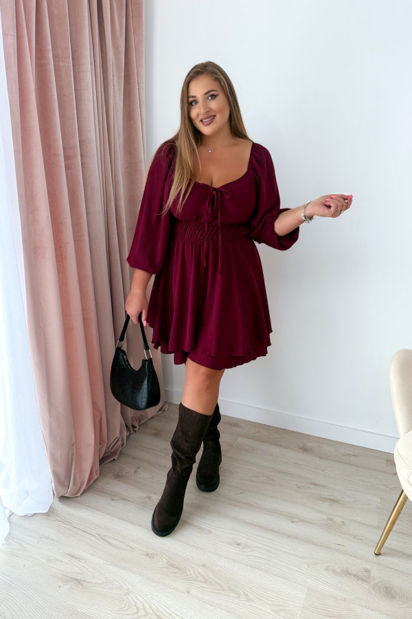 Kombinezon plus size z wiązaniem na dekolcie Lavinia - bordo 1