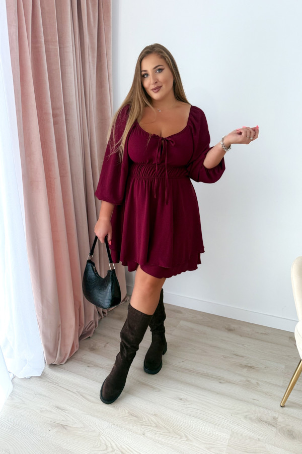 Kombinezon plus size z wiązaniem na dekolcie Lavinia - bordo 3