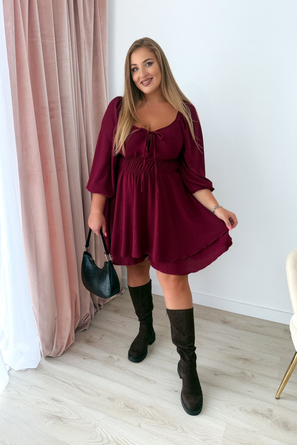 Kombinezon plus size z wiązaniem na dekolcie Lavinia - bordo