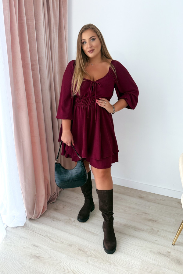 Kombinezon plus size z wiązaniem na dekolcie Lavinia - bordo 4