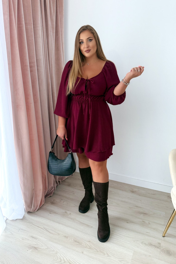 Kombinezon plus size z wiązaniem na dekolcie Lavinia - bordo 5