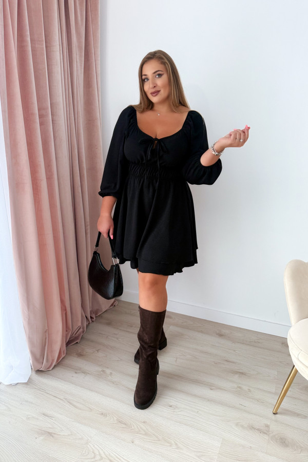Kombinezon plus size z wiązaniem na dekolcie Lavinia - czarny 2