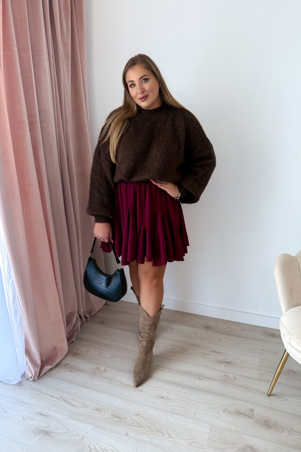 Spódniczka krótka rozkloszowana Cloche - bordo 11