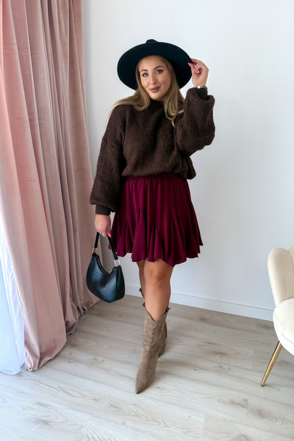 Spódniczka krótka rozkloszowana Cloche - bordo