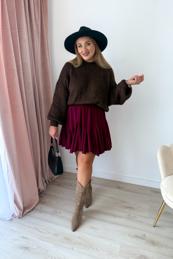 Spódniczka krótka rozkloszowana Cloche - bordo 1
