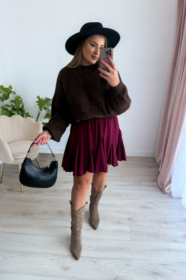 Spódniczka krótka rozkloszowana Cloche - bordo 10