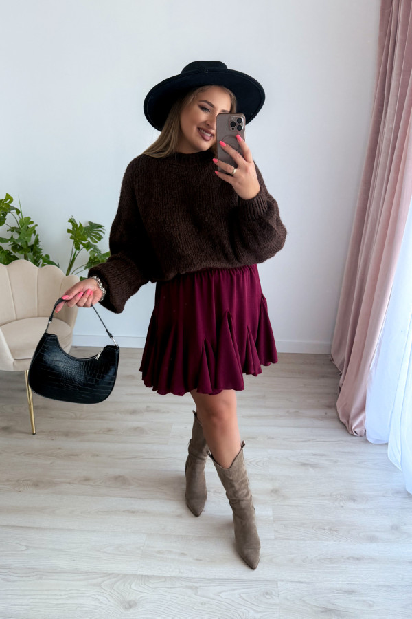 Spódniczka krótka rozkloszowana Cloche - bordo 9