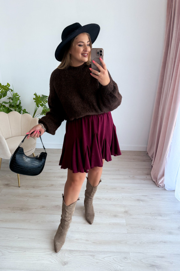 Spódniczka krótka rozkloszowana Cloche - bordo 6