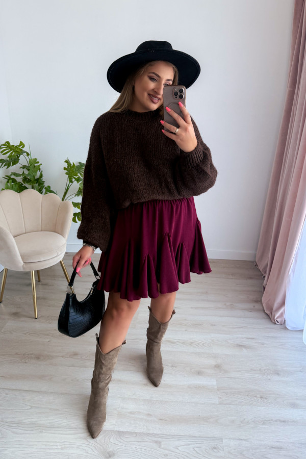 Spódniczka krótka rozkloszowana Cloche - bordo 7