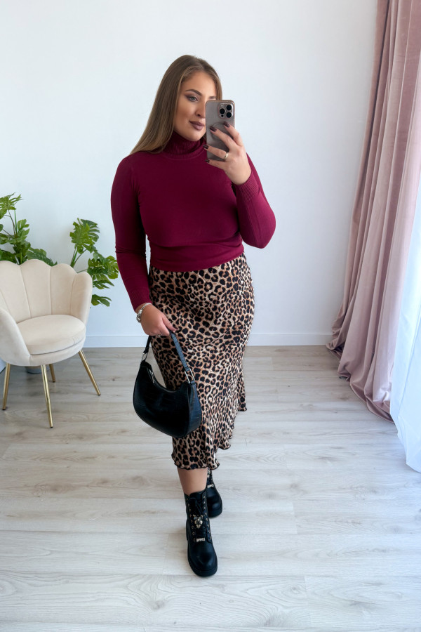 Dopasowany gładki golf Melinda - bordowy 5