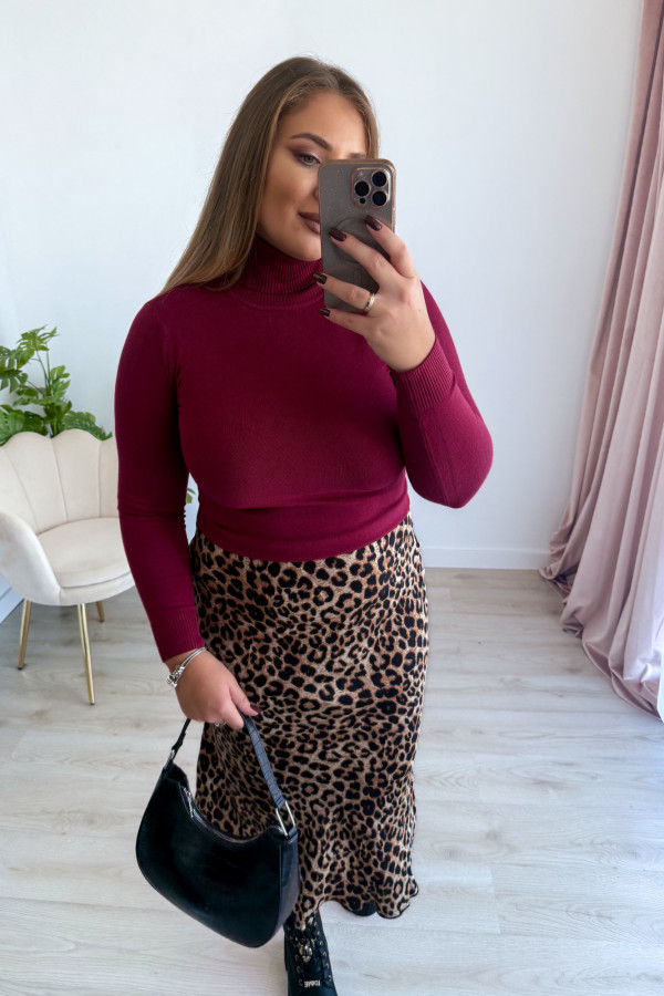 Dopasowany gładki golf Melinda - bordowy 6