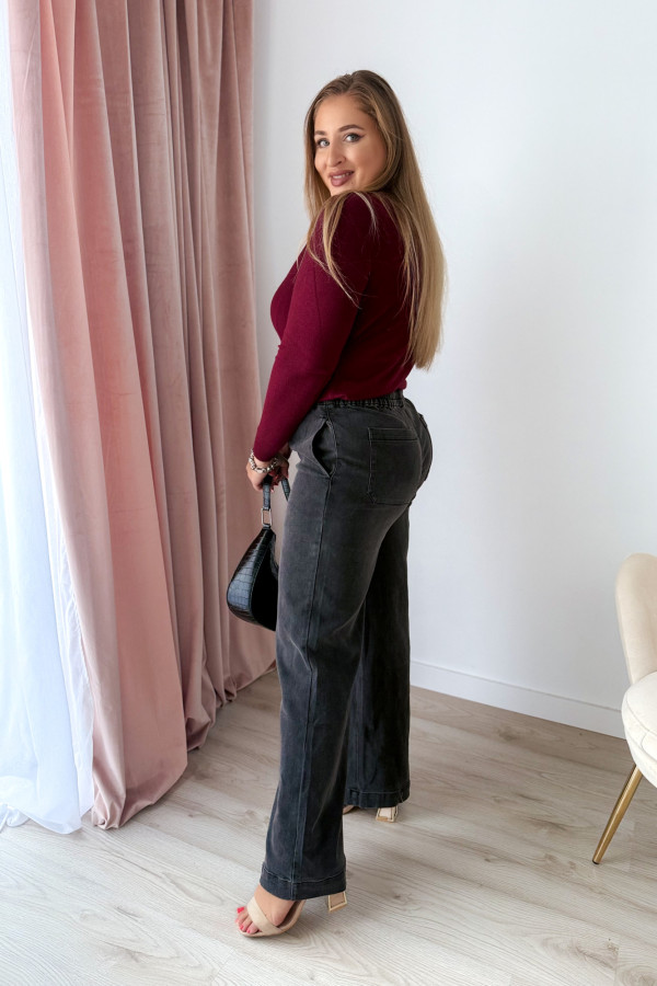 Spodnie jeansowe wide leg Paige - szare 3