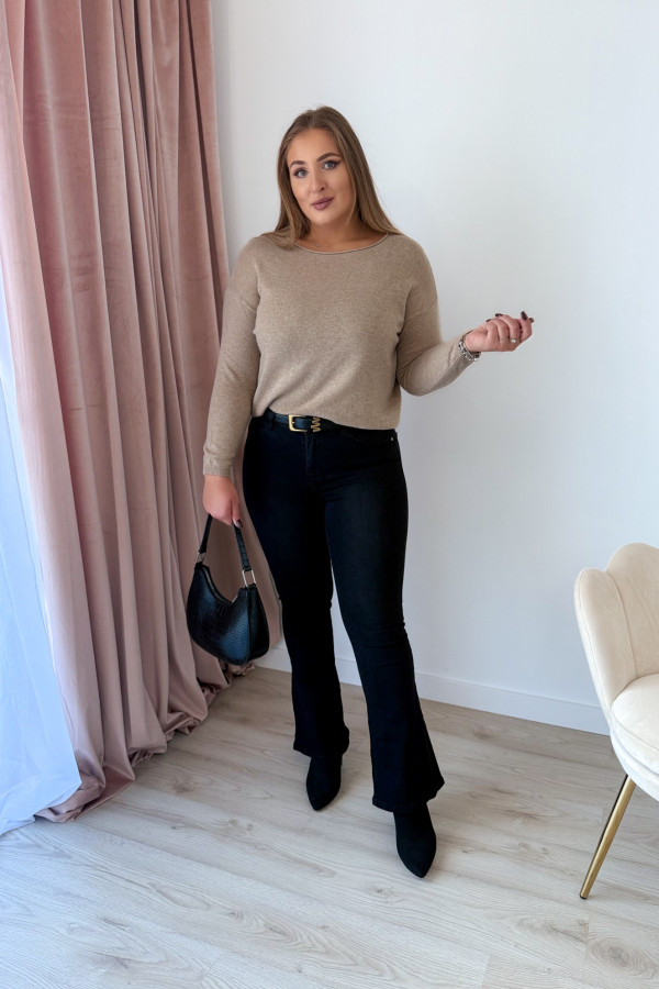 Sweter z kaszmirem i wełną basic premium Rhea - beż