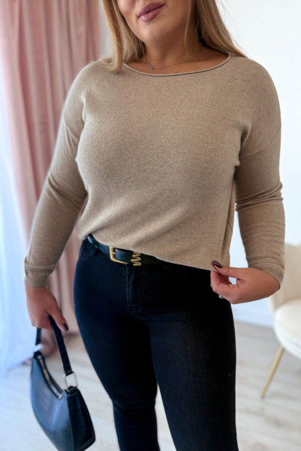 Sweter z kaszmirem i wełną basic premium Rhea - beż 1