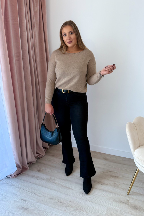 Sweter z kaszmirem i wełną basic premium Rhea - beż 2