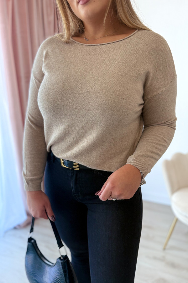 Sweter z kaszmirem i wełną basic premium Rhea - beż 4