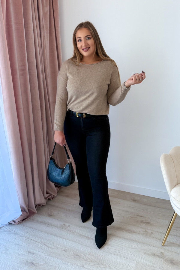 Sweter z kaszmirem i wełną basic premium Rhea - beż 5