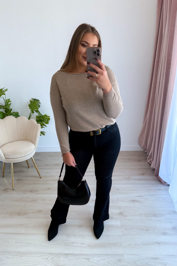 Sweter z kaszmirem i wełną basic premium Rhea - beż 6