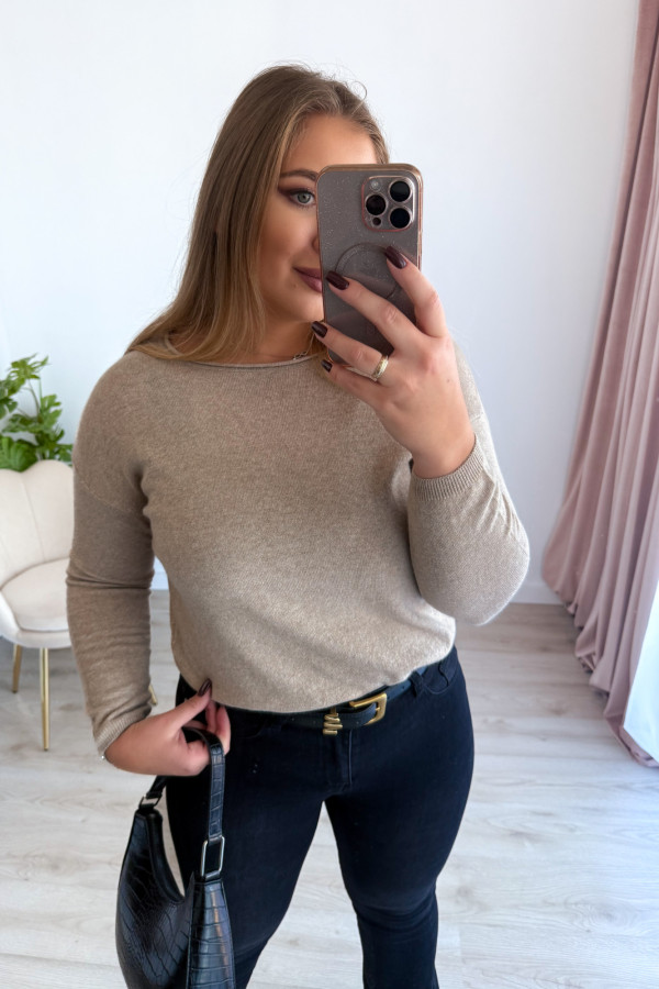 Sweter z kaszmirem i wełną basic premium Rhea - beż 7