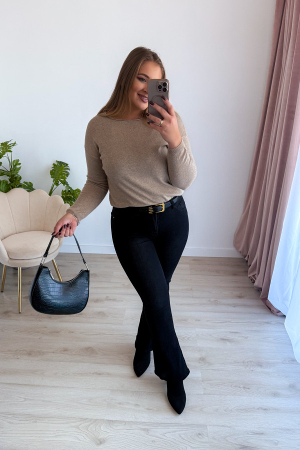 Sweter z kaszmirem i wełną basic premium Rhea - beż 8