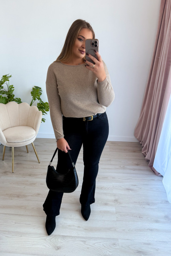 Sweter z kaszmirem i wełną basic premium Rhea - beż 10