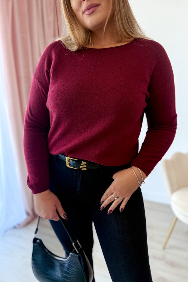 Sweter z kaszmirem i wełną basic premium Rhea - bordo 1