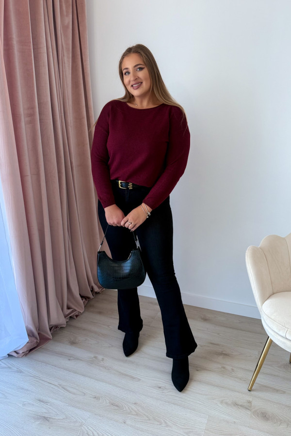 Sweter z kaszmirem i wełną basic premium Rhea - bordo 2