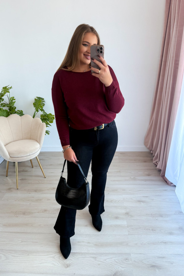 Sweter z kaszmirem i wełną basic premium Rhea - bordo 3