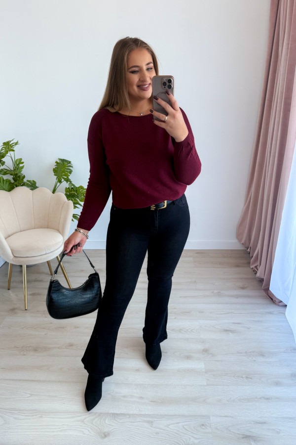 Sweter z kaszmirem i wełną basic premium Rhea - bordo 7